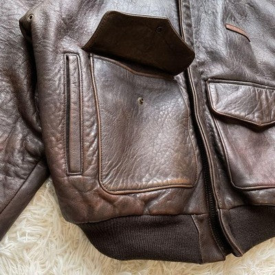 AVIREX Leather Jacket A-2 Genuine Leather Flight Jacket Brown Size XL  90's