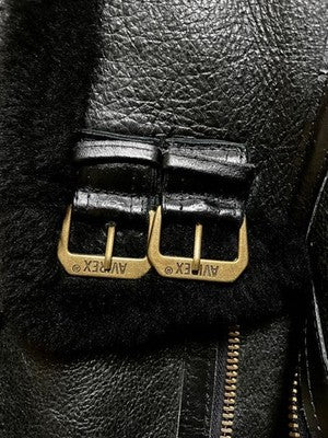 size 42 AVIREX B-3 black Leather Jacket sheepskin flight jacket Rare Model gift