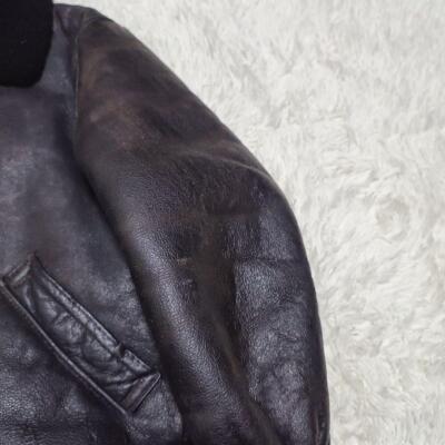 AVIREX Flight Jacket B-3 Mouton Sheep Leather Black 36 Made in America
