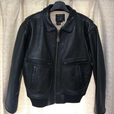 In good condition Vintage Avirex Leather Jacket Genuine Leather Type G2 XS Black