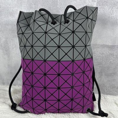 Bao Bao Issey Miyake leather backpack bicolor drawstring Gray Purple used