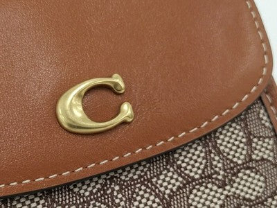 COACH Fawn Crossbody Micro Signature Jacquard Shoulder Bag Leather Canvas