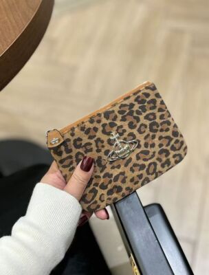 Vivienne Westwood Leopard Ultra-thin Coin Purse small wallet Card Pocket Brown