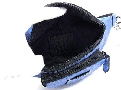 Coach Leather Waist Pouch Waist Bag Body Bag Zip bag Men's Women's Blue