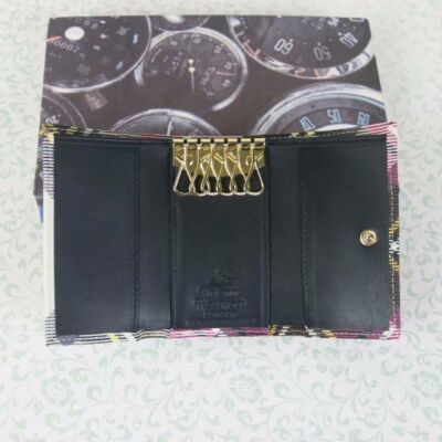chose 2colors Vivienne Westwood Wallet Check Pattern Key Case Tri-fold 69VV305