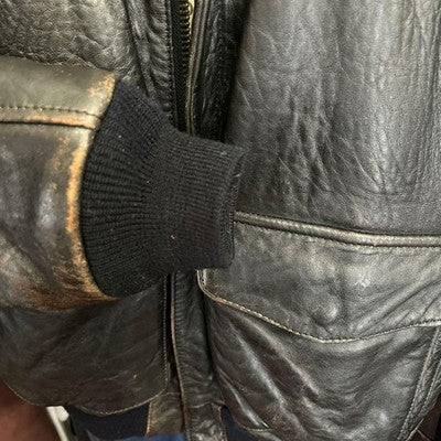 AVIREX TYPE A-2 Bomber Girl Leather Jacket flight jacket Size S Black 1990'