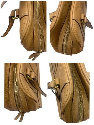 COACH Peppled Satchel Handbag Shoulder bags Zip bag Leather beige 10526