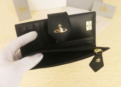 chose 3colors Vivienne Westwood Long Bi-fold Wallet 66VV906 Black Rose Blue