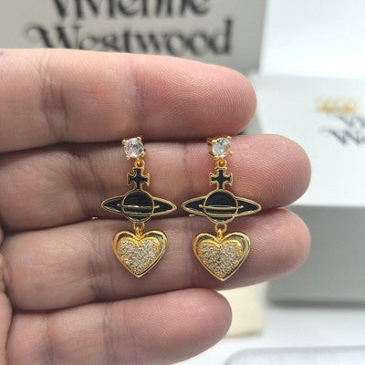 Vivienne Westwood Heart Earrings Elegant Accessories　Gold x Black
