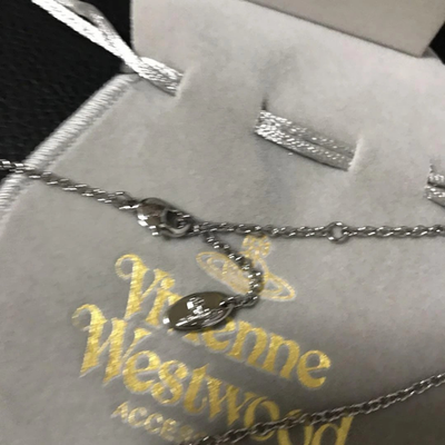 Vivienne Westwood Necklace Silver/Blue Gradient Tiny Orb Pendant with 40cm Chain