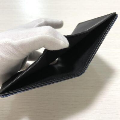 Kyoto traditional Nishijin weave leather bifold wallet indigo dyed 1C