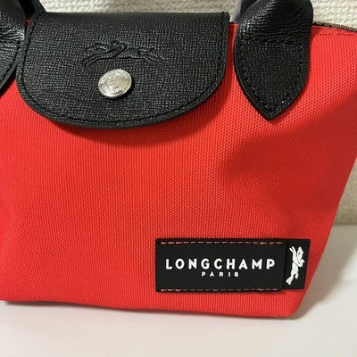 Longchamp Le Pliage Limited Collection XS size Tote Bag Handbag Red Leather