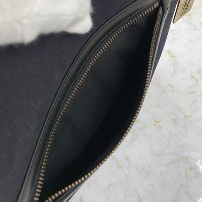 Coach Shoulder bag brand logo simple Crossbody Purse in Black Leather