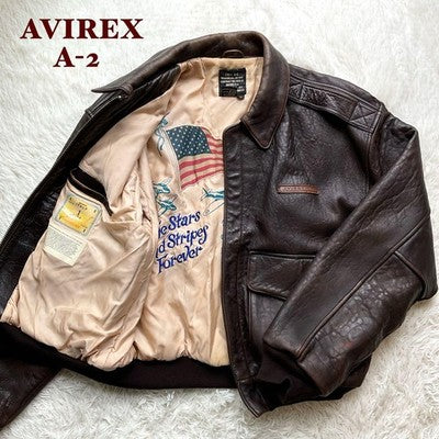 AVIREX Leather Jacket A-2 Genuine Leather Flight Jacket Brown Size XL  90's