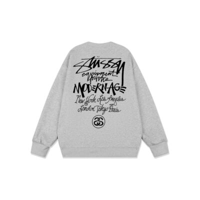 see description size S-XL STUSSY Modernism Logo Print Round Neck Sweater