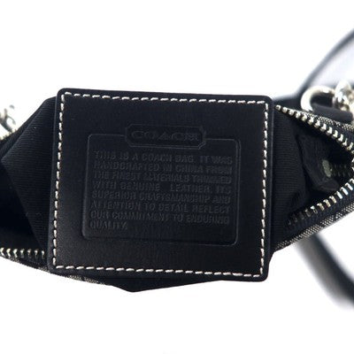 Coach Mini Signature Shoulder Bag in Grey Canvas and Leather Zip bag