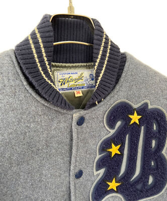 【36】 WHITESVILLE WV12839 Leather Stadium Jumper  jacket Blue x Black