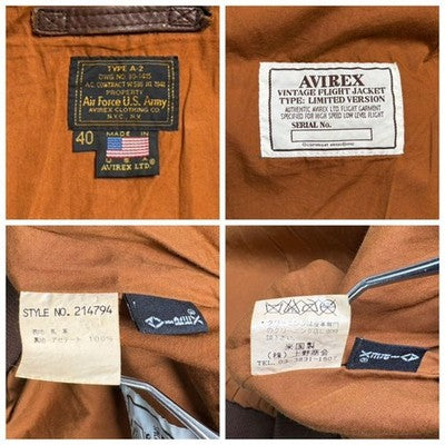 AVIREX A-2 Horse Leather Flight Jacket rider's jacket Brown Size 40/L