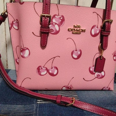 Coach Mollie Tote 25 With Cherry Print CR293  New Pink