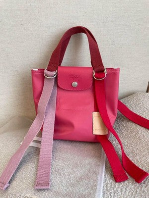 Longchamp Le Pliage S size Tote Bag Hand bag Nylon bag  Red Leather