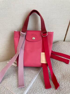 Longchamp Le Pliage S size Tote Bag Hand bag Nylon bag  Red Leather
