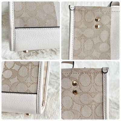 Coach C8417 Handbag Shoulder Bag White Khaki one item only From JAPAN New item