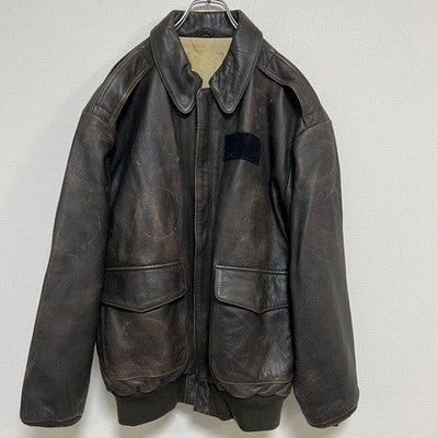 AVIREX A-2 Back Print Flight Leather Jacket  Brown M Vintage Leather Jacket