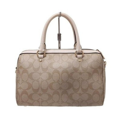 COACH Signature F83607 Beige Cream PVC Leather  Handbag Zip bag Shoulder bag