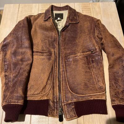 AVIREX Vintage 70s G2 Leather Jacket Size L Brown Genuine Leather
