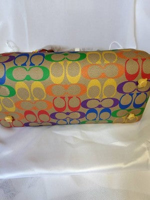 COACH Rowan Satchel Signature Canvas Rainbow Shoulder 2Way Bag C4396 Outlet New