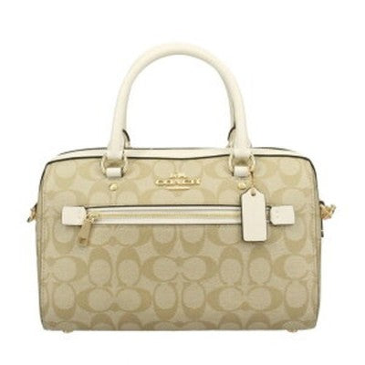 Coach F83607 Shoulder Bag Handbag Coated Canvas + Smooth Leather Cream Women