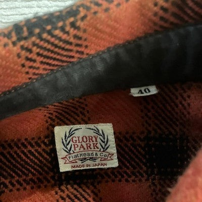 The Flat Head Heavy Flannel Shirt Size 40/L Orange and Black Cotton