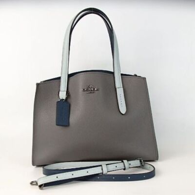 Coach Python Pattern 2way Shoulder Bag Handbag Zip bag Grey Lrather Women's