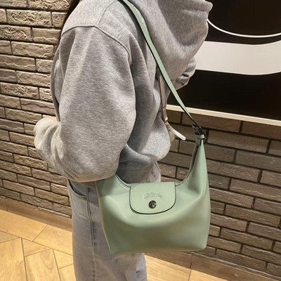 LONGCHAMP mini tote bag 2WAY shoulder bag Handbag Light Green Leather