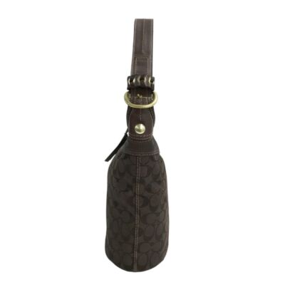Coach Signature shoulder bag signature pattern brown women's Leather Canvas