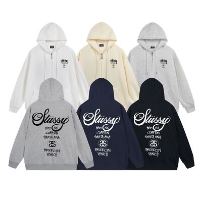 check description size S-XL STUSSY Hoodie Thin Long Sleeve Outerwear Zip Hoodie