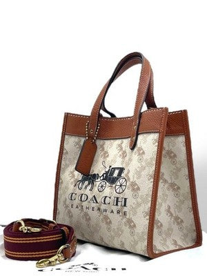 Sale COACH Field Tote 22 2way Shoulder Bag PVC Leather Horse and Carriage C8456