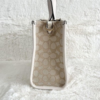 Coach C8417 Handbag Shoulder Bag White Khaki one item only From JAPAN New item