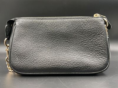 Coach Logo Accessory Pouch Handbag Zip bag city bag Leather Women's Black