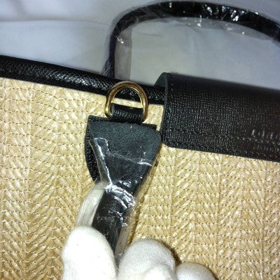 see description 2Size Longchamp Le Pliage Neo Tote Bag Handbag Brown Cotton