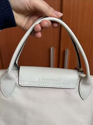 Longchamp S-L size Tote Bag Handbag nylon bag Zipper bag White Leather