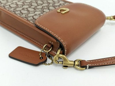 COACH Fawn Crossbody Micro Signature Jacquard Shoulder Bag Leather Canvas