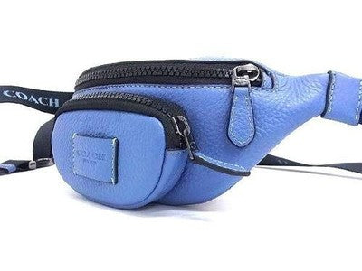 Coach Leather Waist Pouch Waist Bag Body Bag Zip bag Men's Women's Blue