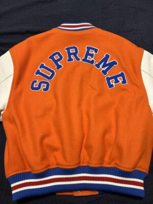 【S,M】BLACK Supreme 2023FW Tiger Varsity Jacket ORANGE Stadium jumper