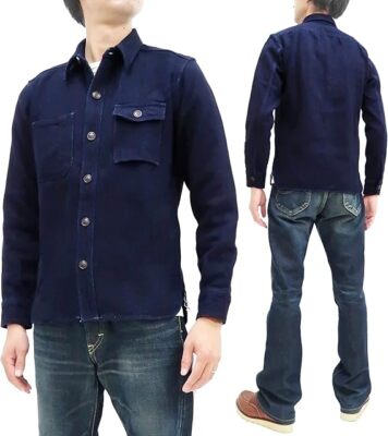 check description Long-sleeved shirt MZLS1070 Plain indigo dobby heavyweight