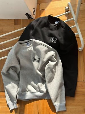 see description size S-L stussy nike Logo Embroidered Crew Neck Sweatshirt