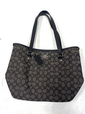 Coach Signature Canvas x Leather Handbag Tote Bag City bag Women's Black