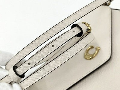 COACH Leather Shoulder Bag Ivory PVC Coating Clutch Bag Handbag Card case