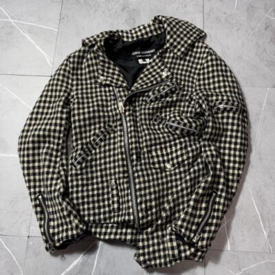 Junya Watanabe Comme des Garcons 07AW shrunken twisted riders jacket, check