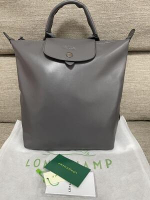 Longchamp Le Pliage Extra S size Backpack Rucksack Zipper bag Gray Leather